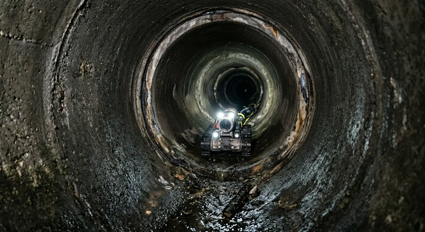 Robotic sewer camera inspecting pipe interior for Drain Snake Service in West Loch Estate